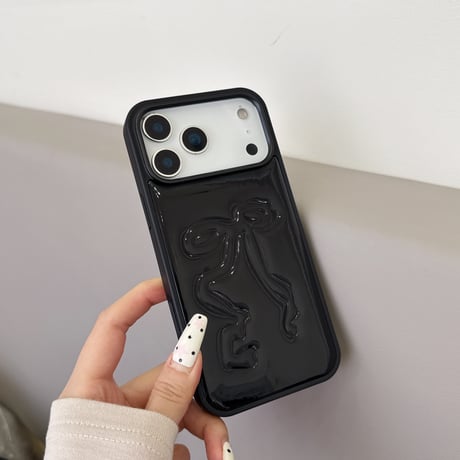 リボン iPhone18Pro/17Proケース レザー レッド/ブラック iPhone17/16Pro/15/14ケース 光沢感 可愛い エレガント[M6650]