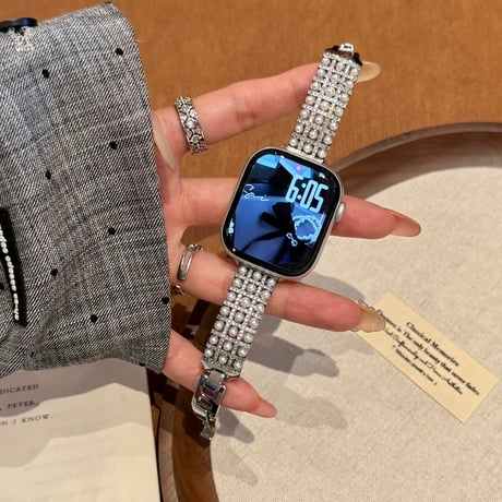 上品 AppleWatchバンド パールブレスレット  メタル AppleWatchベルト Series 11/10/9/8 SE3/2  Ultra3/2/1 高級感高品質 [M6408]