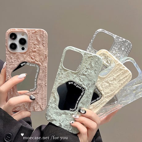 高級感ミラーiphone14/13proケース 立体皺 エンボス加工 アイフォン12/11カバー  オシャレ 頑丈 高品質 Girlsに大人気[M3016]
