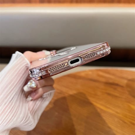 ミラー iPhone16/16Proケース  ジュエリー iPhone15pro/14/13Proカバー Magsafe対応 キラキラインナーシート付 人気品[M4587]