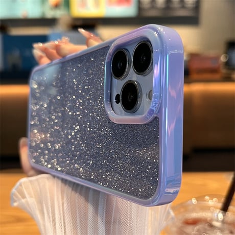 紫色 iphone14pro/14plusケース  キラキラシール付 iphone13/12promaxカバー おしゃれ 頑丈[M2335]