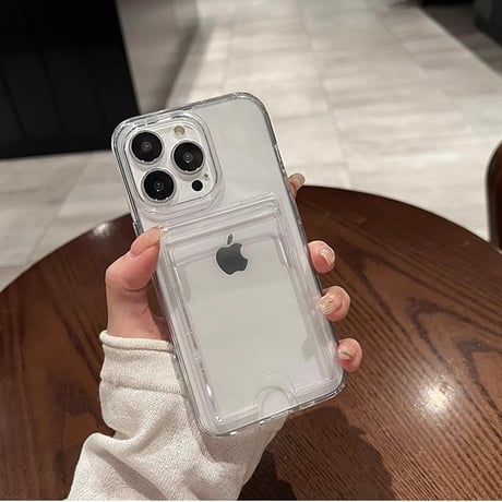 iPhone16/16Proケース カード収納 クリアiPhone15plus/14/13proケース 黄ばまない シンプル 高品質 [M4624]