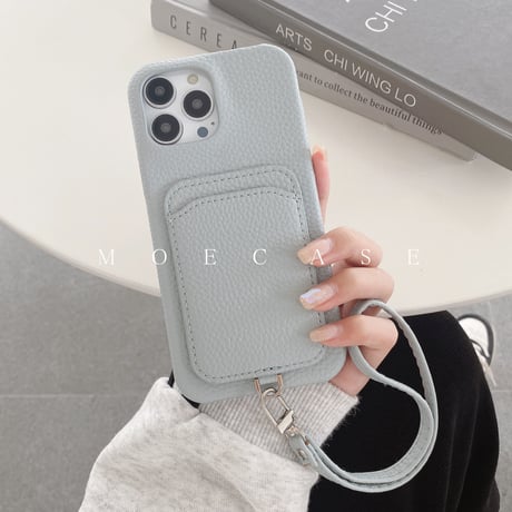 ICカード収納 iPhone14/15proケース  革製 アイフォン13pro/12mini/11proケース ストラップ付 高品質 使いやすい シンプル風[M2736]