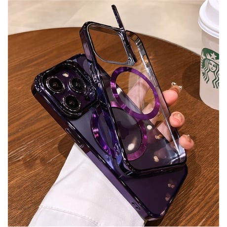 カメラカバー付 Magsafe iPhone15/15proケース スタンド機能 iPhone14Pro/13/12カバー  画質に影響しない 黄ばまない 高透明[M3683]