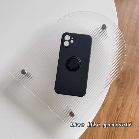 iPhone16/16Proケース リング付  高品質シリコン iphone15pro/14/13mini/12/11proカバー   シンプル  お揃い 手さわりよい スタンド[M2194]