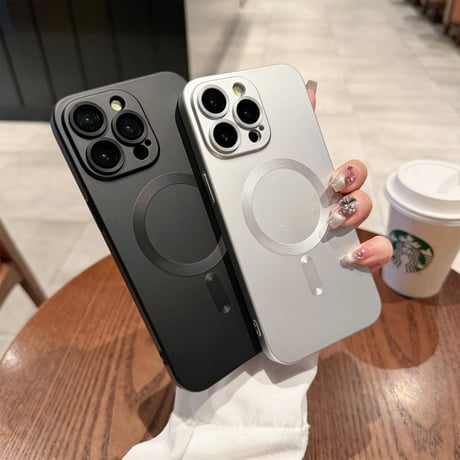 Magsafe対応 iPhone15pro/15promaxケース シンプル 無地 iphone14Pro/13/12ケース 指紋/汚れ防止[M3850]