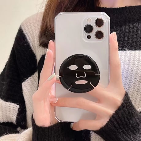 フェイスパック グリップ付 iphone13pro/12ケース   美容マスク クリア耐衝撃iphoneXR/11カバー   頑丈  多機能M952