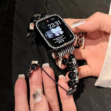 パール アップルウォッチバンド キラキラ Ultra2/1/SE(第2/1世代)/Series9/8/7/6/5/4/3/2/1 AppleWatchベルト 女子力高い[M4603]