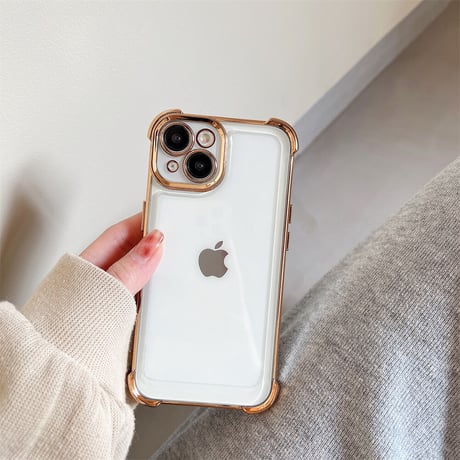 耐衝撃メッキ iPhone14/14proケース クリアアイフォン13/12/11カバー 黄ばまない シンプル風 使いやすい 男女向け[M2862]
