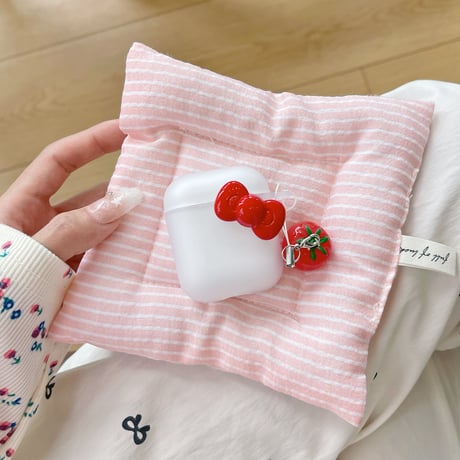 リボン エアーポッズ 4ケース トマトキーチェーン Airpods3/Pro2ケース airpodsproカバー 指紋防止 マット [M5143]