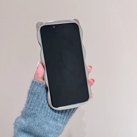 猫の耳 iPhone15/15proケース パールハート グリッター入り iPhone14promax/13pro/12ケース かわいい 大人気 [M4133]