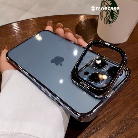 レンズカバースタンド一体型 iPhone16Pro/15ProMaxケース iPhone14pro/13promax/12クリアケース 耐久性 頑丈[M3539]