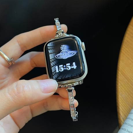 メタルダイヤモンド アップルウォッチバンド ブレスレット風  AppleWatch Series11/10/9/8 SE3/2 40/41/42mm 輝く [M6314]