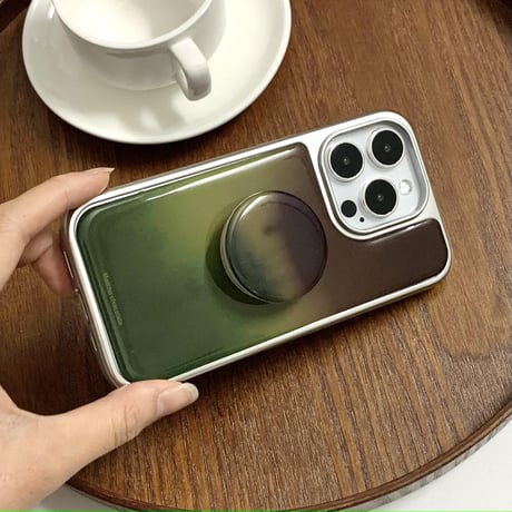 グラデーション iPhone16pro/16カバー グリップ付き iPhone15pro/14promax/13ケース 上品 シック [M5349]