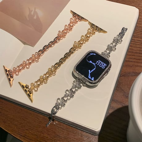 バレェ風花  AppleWatchバンド メタル AppleWatchベルト Series 11/10/9/8 SE3/2  Ultra3/2/1 高級感高品質 エレガント[M6245]