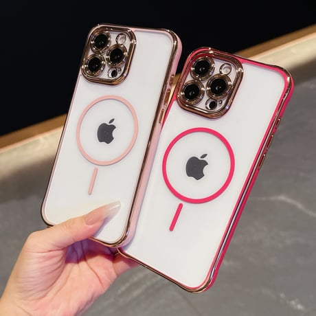 メタリックカラー iPhone16pro/16promaxケース Magsafe充電 カメラ保護 iPhone15/14/13proカバー 黄ばまない お揃い [M5511]
