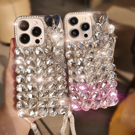 ダイヤデコ iPhone16Pro/16ケース フリンジ キラキラ iPhone15Pro/14Plusケース ストラップ付 豪華 存在感抜群 [M5445]