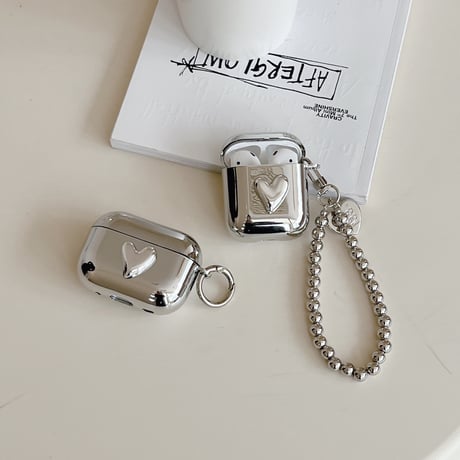 ハートデコ Airpods 4ケース ストラップ/リング Airpods3/Pro2ケース airpodsproカバー 可愛い 光沢感メッキ[M5094]