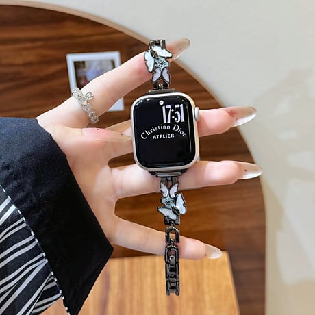 オシャレ AppleWatchバンド エレガント 蝶 メタル アップルウォッチ10/9 ベルト Ultra3/2/1 Series 10/9/8 SE3/2/1 高品質高級感 [M5662]