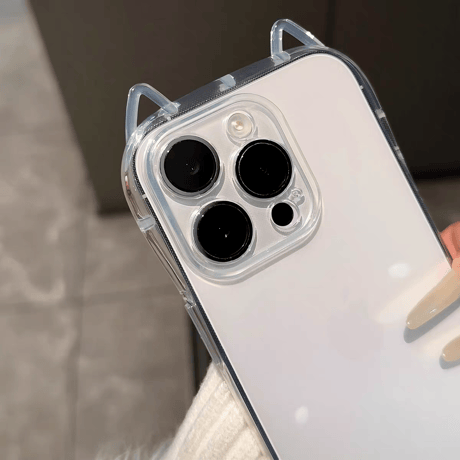 猫の耳 iPhone16/16Proケース 高透明 iPhone15Plus/14pro/SEカバー フィット感 推し活におすすめ 自由アレンジ[M5363]