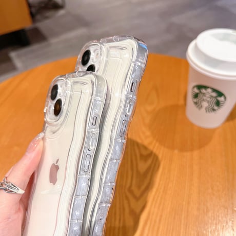 クリア iPhone17e/17Pro/16/15proケース  うねうね シンプル風 アイフォン14pro/13/12/11カバー 落下防止 定番 使いやすい [M2775]