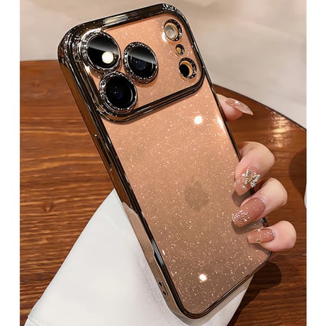 iPhone17Pro/17ケース キラキラ おしゃれ iPhone Air/17ProMaxカバー レンズ保護フィルム付き ラメ入り 軽量丈夫[M5681]
