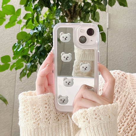 bearミラー iphone14max/13proケース 高級感 アイフォン12/11カバー  オシャレ 艶あり ギフトにおすすめ  [M2091]