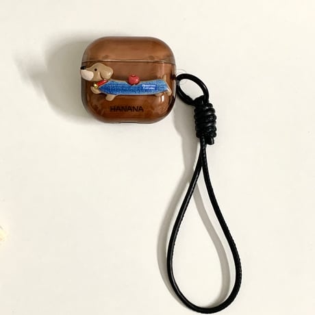 ダックスフンド Airpods第四世代ケース リングとストラップ付 AirpodsPro2ケース airpods3カバー かわいい お揃い[M5437]