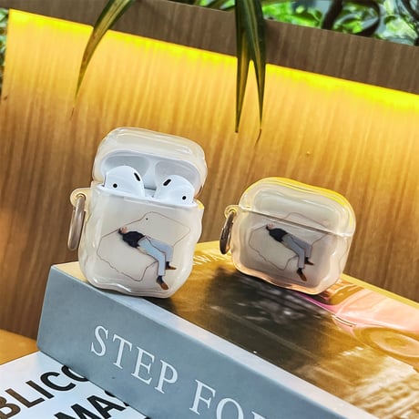 Airpods４ケース 横になる人 可愛い Airpods3/pro2カバー リング付き プレゼントにおすすめ 男女兼用[M4847]