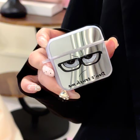 可愛い顔 Airpods4ケース 鏡付き AirpodsPro2ケース airpods3/2カバー ハートキーチェーン付 ギフトにおすすめ [M5325]