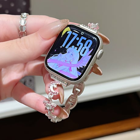 月と星 AppleWatchバンド ダイヤデコ メタル AppleWatchベルト Series 11/10/9/8 SE3/2  Ultra3/2/1 高級感高品質 [M6517]