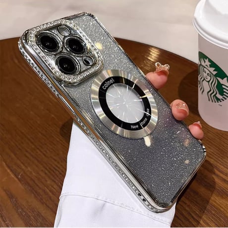iPhone15/15proケース MagSafe対応 ジュエリー14/13カバー キラキラシート付き おしゃれ [M3478]