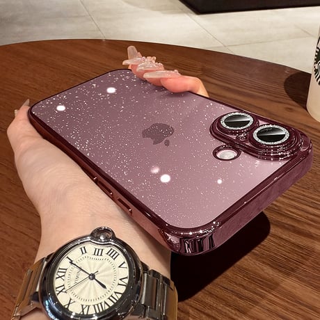 キラキララメレンズフィルム iPhone17pro/17ケース 星空のように輝く アイフォン17promax/Air/16proカバー 黄ばまない オシャレ 人気品 [M5724]