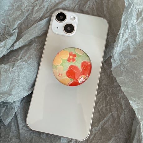 おしゃれ 花柄 スマホグリップ  伸び縮み式 綺麗 ガラス 透明グリップトーク  スマホリング  落下防止 卓上スタンド機能 可愛い ファッション 多機能[M1606]
