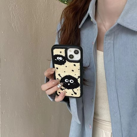 刺繡 モンスター iphone15/15Proケース  かわいい iPhone14/13/12Proカバー 秋冬コーデ ギフトにおすすめ[M3588]