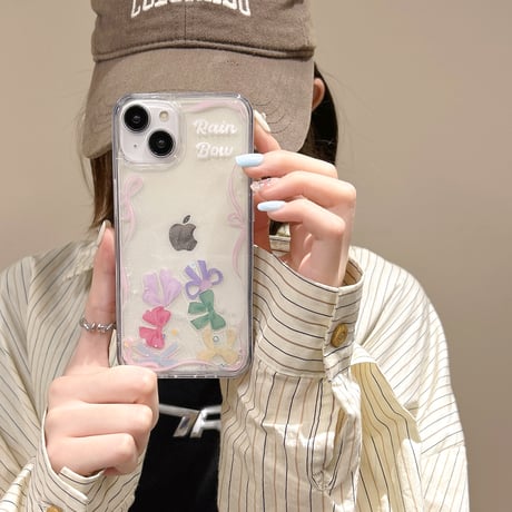 動くリボン iphone15pro/14/13proケース  黄ばまないクリア iphone12promax/11カバー  可愛い ガールズに人気[M4435]