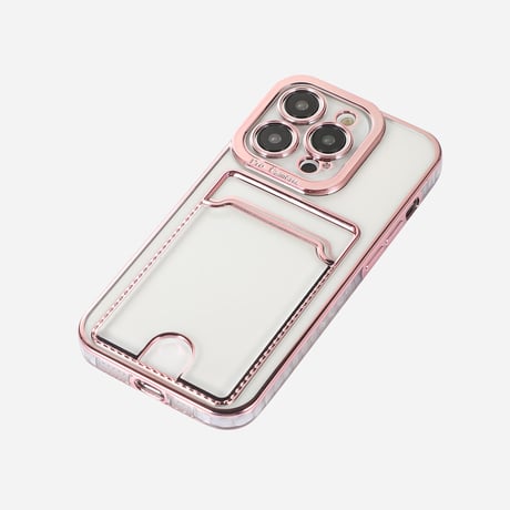 ICカードポケット iPhone14pro/14promaxケース メッキ クリアアイフォン13/12/11proカバー 高級感 実用 使いやすい [M2390]