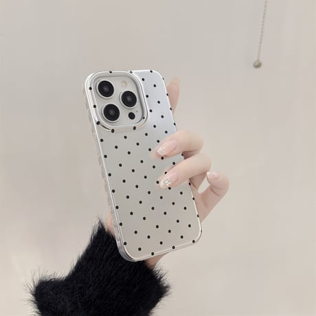 水玉模様 iPhone16/16proケース リボン ハートストラップ iphone15pro/14/13/12proカバー  綺麗 人気 ガールズファッション[M5082]
