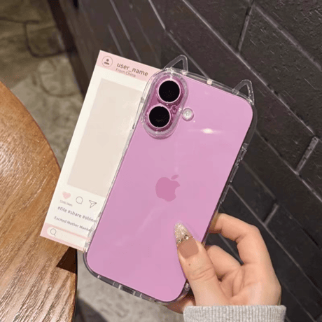 猫の耳 iPhone16/16Proケース 高透明 iPhone15Plus/14pro/SEカバー フィット感 推し活におすすめ 自由アレンジ[M5363]