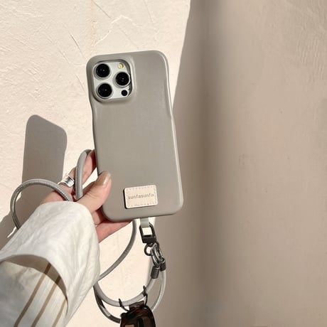 ショルダーストラップ付 iPhone15/15ケース 高級感レザー アイフォン14/13pro/12ケース シック ファッションセンスいい[M3698]