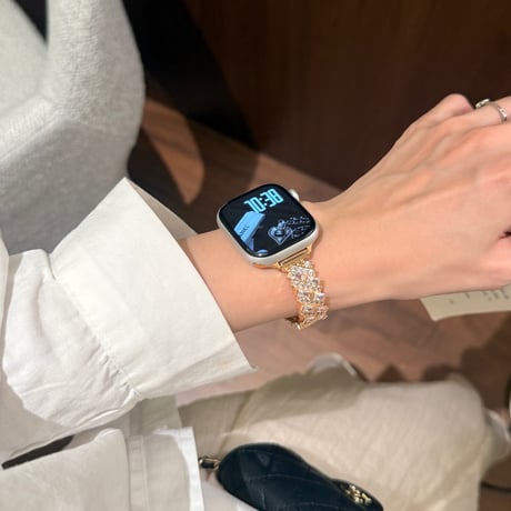 上品ダイヤ AppleWatchバンド 美しい AppleWatchベルト Series 11/10/9/8 SE3/2  Ultra3/2/1 輝きメタルリック 高級感たっぷり[M6529]