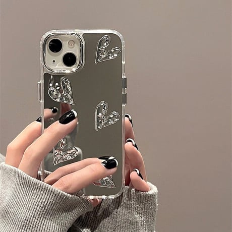 ハートデコ鏡iphone14/13proケース 人気 メッキ アイフォン12pro/11ケース  かわいい 高品質 軽量 立体ボタン[M3143]