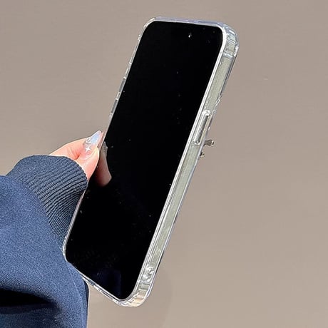 ミラー付蝶グリップ iphone16/16proケース  Magsafe対応 クリアiphone15pro/14/13proケース 高級感 女子力高い 丈夫[M5060]