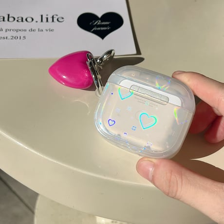 ハート柄 Airpods3/pro2ケース マグセーフボタン チャーム付 Airpods2/1カバー かわいい キラキラ 女子力アップ[M4504]