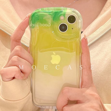 グリーン暈し染め  iphone14/13ケース 頑丈 透明感iPhone12pro/11promaxカバー 可愛い 黄ばまない 春夏コーデ ギフトにおすすめ[M2749]