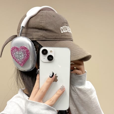 ジュエリーハート AirPodsMax専用カバー ピンク エアーポッズ マックス専用ケース かわいい 高級感 女子力アップ[M4220]