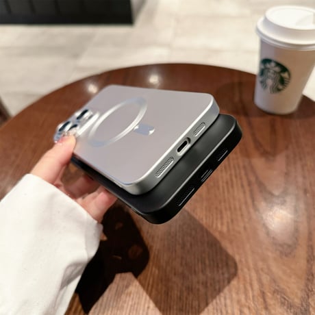 Magsafe対応 iPhone15pro/15promaxケース シンプル 無地 iphone14Pro/13/12ケース 指紋/汚れ防止[M3850]