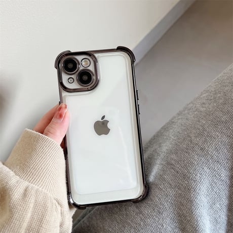 耐衝撃メッキ iPhone14/14proケース クリアアイフォン13/12/11カバー 黄ばまない シンプル風 使いやすい 男女向け[M2862]
