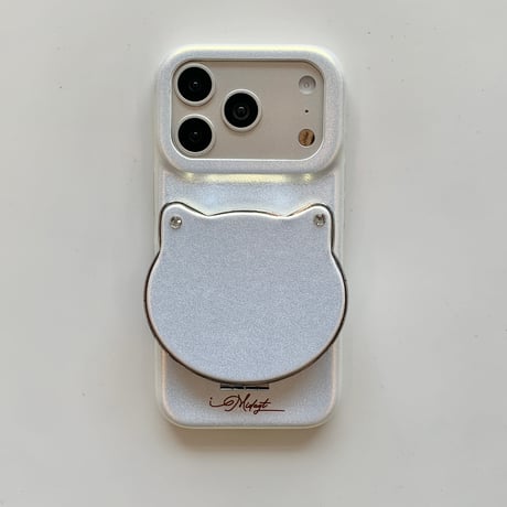 猫耳付ミラー iPhone17/17Proケース スタンド機能 iPhone16Pro/15/14ProMaxケース 高級感皮 頑丈 人気品 便利[M6179]