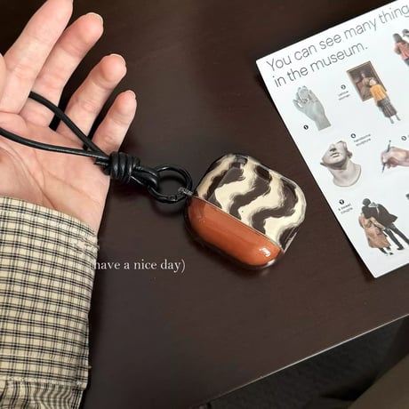 波線 Airpods 4ケース シック ストラップ付 Airpodspro2/proカバー  Airpods第3/2世代 おしゃれ トレンドファッション[M5052]